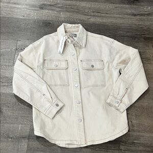 Women’s Utility Cream Shirt-Jacket 98%cotton 2%spandex